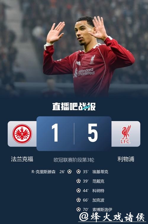 欧冠-维尔茨助攻加克波索博传射 利物浦5-1法兰克福